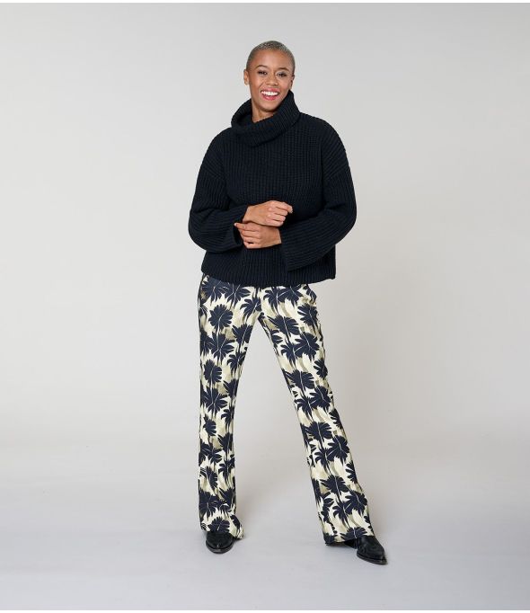 SASHA HIBIS BLACK Viscose Pants - 1