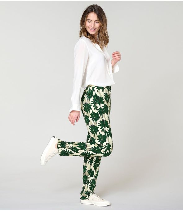 LENY HIBIS GREEN Viscose Pants - 1