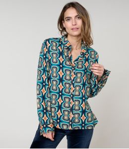 FRAN KHAN BLUE VISCOSE SHIRT - 1