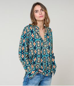 MILA KHAN BLUE BLOUSE in Viscose - 2