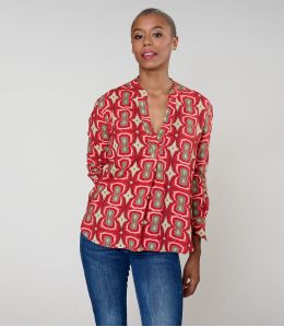 MILA KHAN RED BLOUSE in Viscose - 2