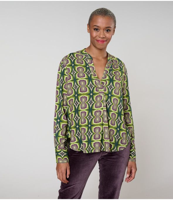 MILA KHAN GREEN BLOUSE in Viscose - 1