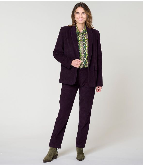 LOU PLAIN VELVET PLUM VISCOSE JACKET - 1