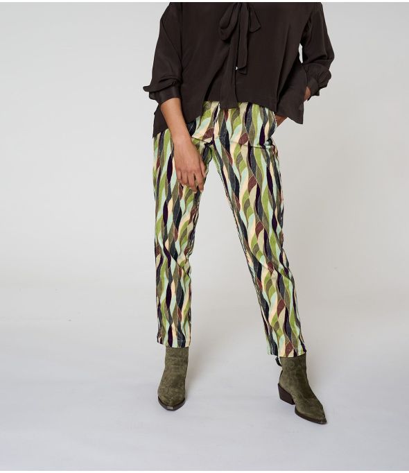 LENY FLAMA GREEN Viscose Pants - 1