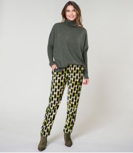 LENY KUMI GREEN COTTON PANTS - 1