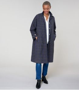 GUSTAVE TARTAN BLUE COTTON COAT - 2