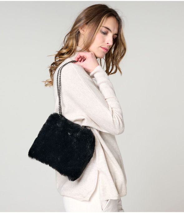 ALICE BLACK FUR SMALL BAG in Polyester - 1