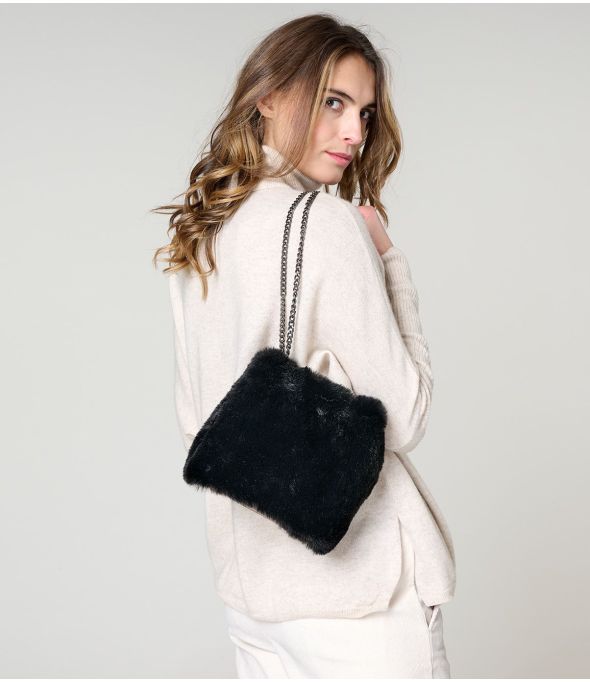 ALICE BLACK FUR SMALL BAG in Polyester - 1